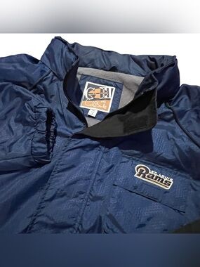 Vtg G-III Carl Banks NFL St Louis Rams Parka Jacket Mens 2XL Blue Puffer Coat